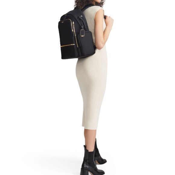 New TUMI Voyageur Celina Laptop Backpack 15 Inch Computer Black/Gold - Picture 5 of 12